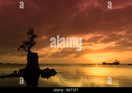 Tramonto, punto Apaca, la guerra nel Pacifico - National Historic Park, Guam (USA), Stati Federati di Micronesia Foto Stock