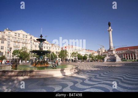 Praça Dom Pedro IV (Piazza Rossio), Lisbona, Portogallo Foto Stock