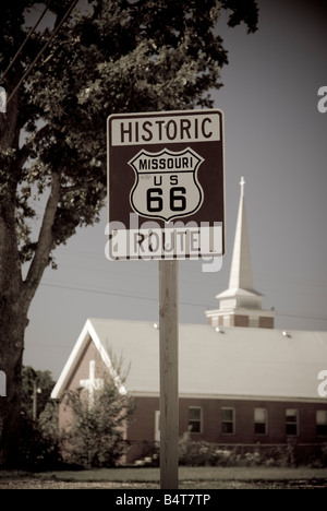 Stati Uniti Missouri Route 66 Buckhorn storica Route 66 segno Foto Stock
