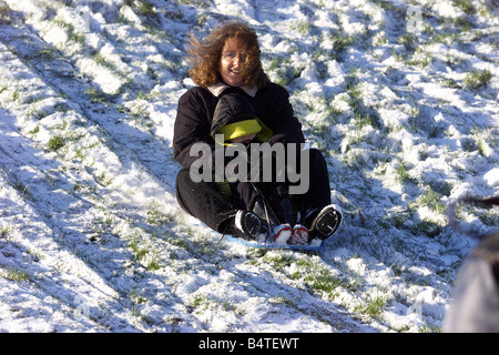 Meteo neve Dec 2000 SNOW SCENE IN WEALD PARK ESSEX FOTO Foto Stock