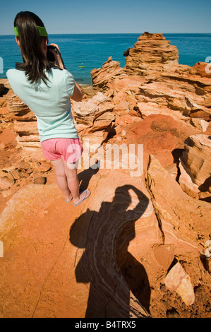 Il rosso colorate formazioni geologiche A Gantheaume Point vicino Broome Australia Occidentale Foto Stock