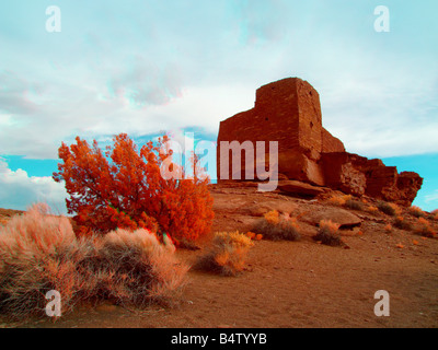 Wukoki Rovine Pueblo Wupatki National Monument Flagstaff, in Arizona USA falso-a infrarossi a colori Foto Stock