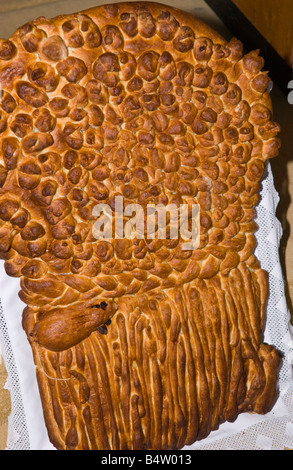 Harvest focaccia al St Marys Priory Chiesa Abergavenny Monmouthshire South Wales UK Foto Stock