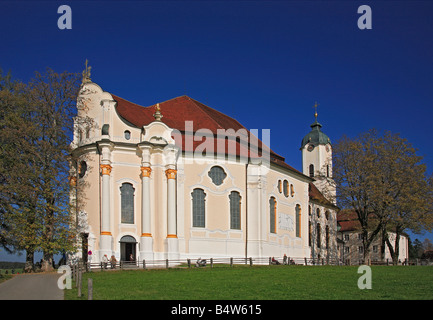 La Chiesa del pellegrinaggio di Wies la chiesa del pellegrinaggio del flagellato Salvatore County Steingaden Pfaffenwinkel Baviera Germania Europa Foto Stock