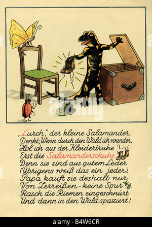 Pubblicità, moda, Salamander, opuscolo, 'Lurchis Abenteuer - Das lustige Salamanderbuch' ('Lurchis Adventures'), parte 1, 1937, Lurchi e le sue scarpe Salamander, , Foto Stock