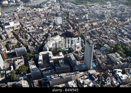 Vista aerea sud del Covent Garden e Soho il punto centrale a Torre Charing Cross Road Fiume Tamigi London WC2 W1 REGNO UNITO Foto Stock