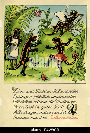 Pubblicità, moda, Salamander, opuscolo, 'Lurchis Abenteuer - Das lustige Salamanderbuch' ('Lurchis Adventures'), parte 1, 1937, famiglia Slamander, , Foto Stock