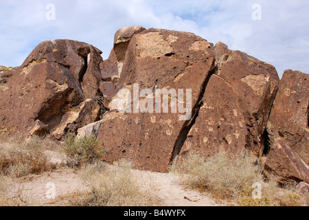 Native American incisioni rupestri in California. Foto Stock