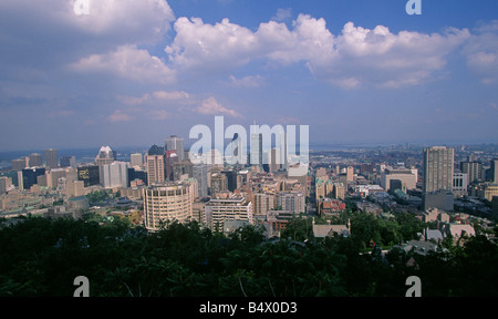 Una vista dello skyline di Montreal Canada su un giorno di estate Foto Stock