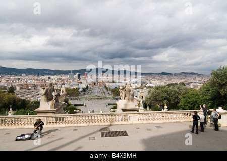 Viste di Barcellona da Montjuïc. Foto Stock