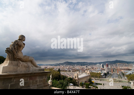 Viste di Barcellona da Montjuïc. Foto Stock