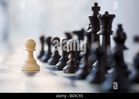 Close up di pezzi di scacchi Foto Stock
