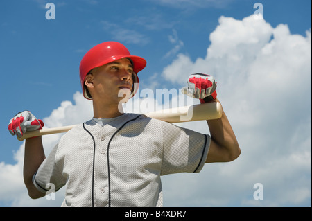 Giocatore di baseball bat di contenimento Foto Stock