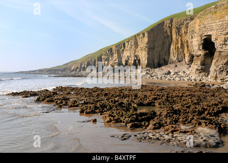 Scogliere di Dunraven baia tra Ogmore e Southerndown Foto Stock