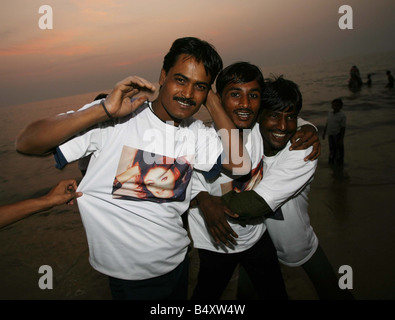 Shilpa Shetty febbre scoppiata nel Juhu beach area della città di Mumbai India come residenti preparato per la finale del Grande Fratello 9 che è stato vinto dall'attrice di Bollywood, 28 Gennaio 2007 Foto Stock