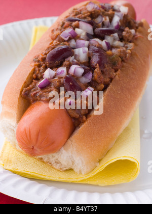 Peperoncino Hot Dog Foto Stock