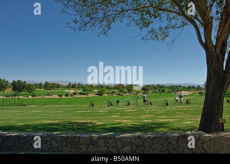 Gamma di guida Indian Wells Golf Resort Indian Wells, adiacente al Palm Desert CA Coachella Valley vicino a Palm Springs Foto Stock