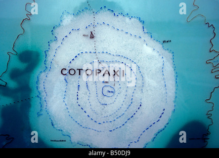 Mappa topografica, il vulcano Cotopaxi, Parco Nazionale Cotopaxi, Parque Nacional Cotopaxi, provincia di Cotopaxi, Ecuador, Sud America Foto Stock