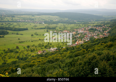 Sep 2008 - Vista sulla valle di Haut Barr Castello Saverne Alsace Francia Foto Stock