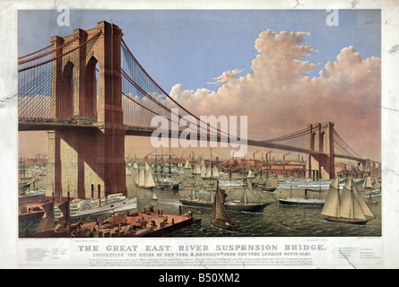 Ponte di Brooklyn, Manhattan, New York City, Stati Uniti d'America Foto Stock