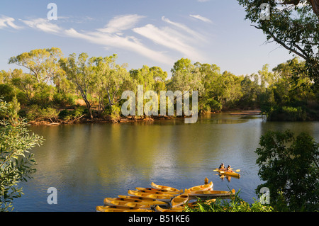 Le barche sul Fiume Katherine, Nitmiluk National Park, il Territorio del Nord, l'Australia Foto Stock