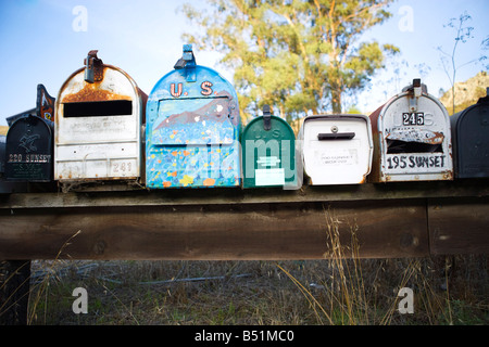 Cassette postali, Muir Beach, California, Stati Uniti d'America Foto Stock