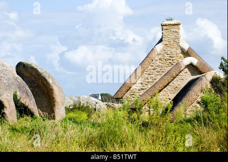 Casa tipica della Bretagna, in Francia Foto Stock