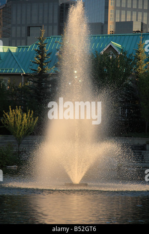 Fontana di acqua a Calgary, Alberta Foto Stock