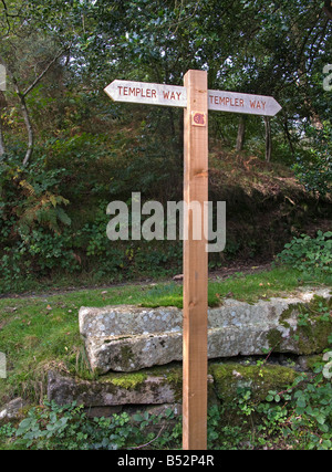 Templer modo Signpost, Dartmoor, REGNO UNITO Foto Stock