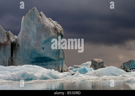 Vista del ghiaccio bergs nella Risurrezione Bay dal ghiacciaio di orso nel Parco nazionale di Kenai Fjords, Alaska Foto Stock