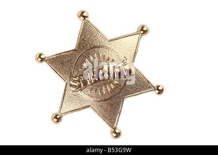 Sheriff badge intaglio isolato su sfondo bianco Foto Stock