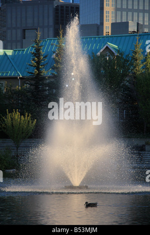 Fontana di acqua a Calgary, Alberta Foto Stock