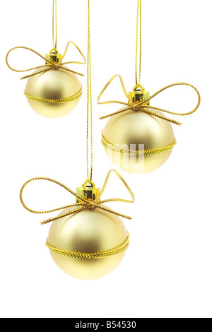 Decorativo baubles di Natale con nastro di prua Foto Stock