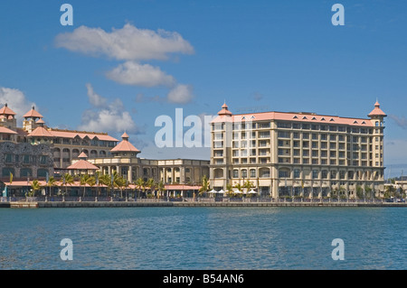 Oceano Indiano MAURITIUS Port Louis vista del Caudan Waterfront complesso in porto Foto Stock