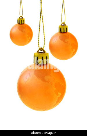 Natale baubles globo su sfondo bianco Foto Stock