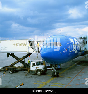 Un servizio di catering aereo Zoom Airlines è stato effettuato prima dell'incidente d'affari più tardi nell'estate del 2008 presso l'aeroporto di Lester Pearson Toronto Canada KATHY DEWITT Foto Stock