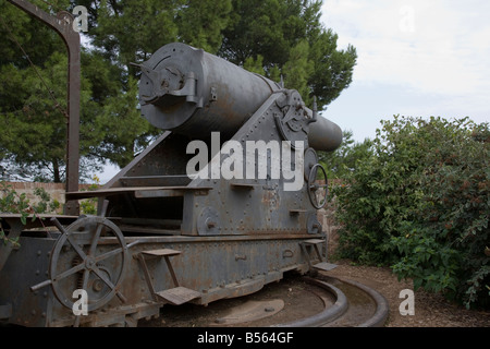 Gun emplacement al Castell de Montjuïc, Barcellona, Spagna Foto Stock