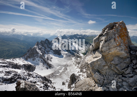 Vista dal di sotto del Vertice Valluga Foto Stock