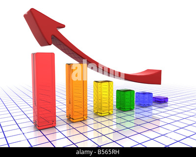 3D render di un grafico che mostra in aumento dei profitti Foto Stock