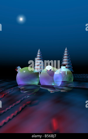 Addobbi natale e alberi di vacanza Foto Stock