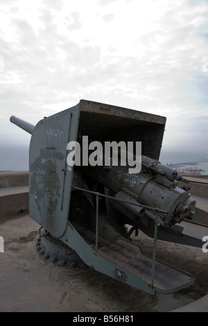 Gun emplacement al Castell de Montjuïc, Barcellona, Spagna Foto Stock