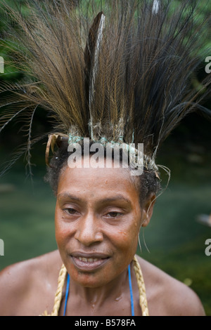 La donna da Gibidai villaggio nel Turama estensione concessione di registrazione, provincia del Golfo, in Papua Nuova Guinea. Foto Stock
