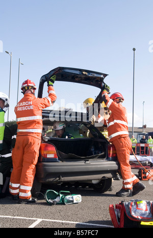 Simulazione di incidente stradale Foto Stock