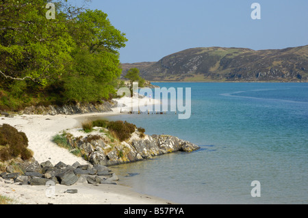 Spiaggia di sabbia bianca, Morar, Highlands, Scotland, Regno Unito, Europa Foto Stock