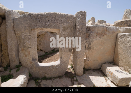 Hagar Qim, un tempio megalitico, Sito Patrimonio Mondiale dell'UNESCO, Malta, Europa Foto Stock