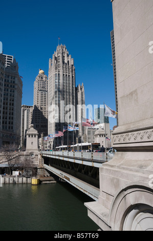 La Tribune Tower Building, Chicago, Illinois, Stati Uniti d'America, America del Nord Foto Stock