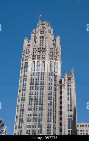 La Tribune Tower Building, Chicago, Illinois, Stati Uniti d'America, America del Nord Foto Stock