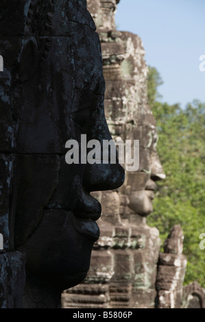 Tempio Bayon, alla fine del XII secolo, buddista, Angkor Thom, Angkor, Sito Patrimonio Mondiale dell'UNESCO, Siem Reap, Cambogia, Indocina Foto Stock