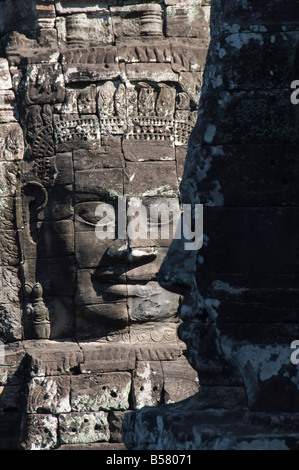 Tempio Bayon, alla fine del XII secolo, buddista, Angkor Thom, Angkor, Sito Patrimonio Mondiale dell'UNESCO, Siem Reap, Cambogia, Indocina Foto Stock