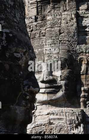 Tempio Bayon, alla fine del XII secolo, buddista, Angkor Thom, Angkor, Sito Patrimonio Mondiale dell'UNESCO, Siem Reap, Cambogia, Indocina Foto Stock